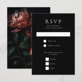 Dark Moody Romantic Gothic Blume Hochzeit RSVP Karte