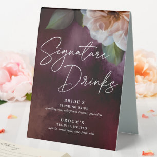 Dark + Moody Rustic Floral Menu Wedding Sign Tischaufsteller