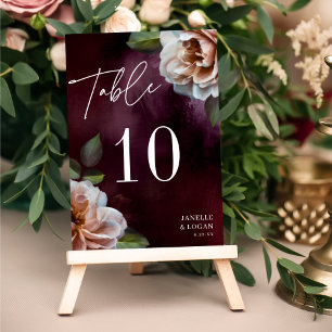 Dark + Moody Rustic Floral Tischnummer Card