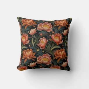 Dark & Moody Vibranly Orange Peony Blume Kissen