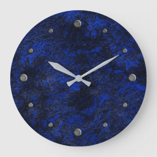 Dark navy black stone marble granite textured prin große wanduhr