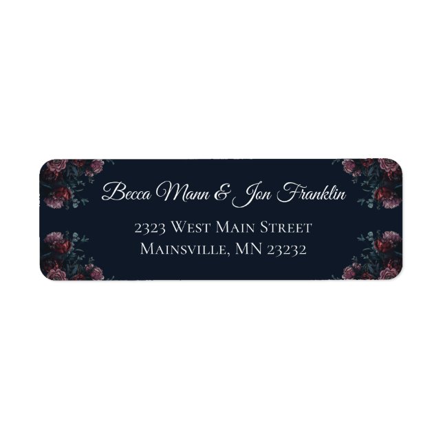 Dark Navy Blue Floral Elegant Wedding Maroon Mauve (Vorne)