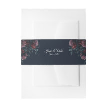 Dark Navy Blue Floral Elegant Wedding Maroon Mauve