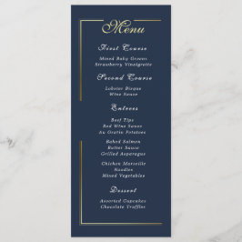 Dark Navy Blue Gold Frame White Script Menu Choice Programm