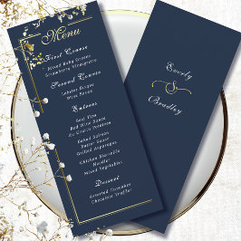 Dark Navy Blue Gold Frame White Script Menu Choice Programm