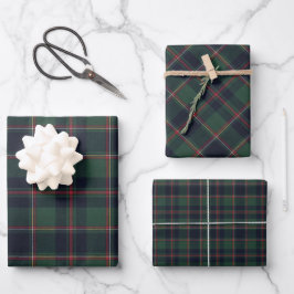 Dark Navy Blue Red Green Plaid Pattern Holiday Geschenkpapier Set