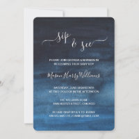 Dark Navy Blue Watercolor Wash Boy Sip und sehen S
