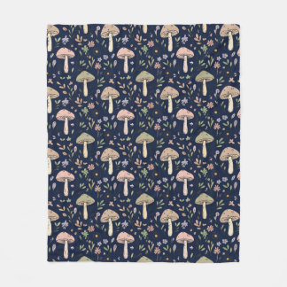 Dark Navy Fungi | Minimalist Office Cozy Gift Fleecedecke