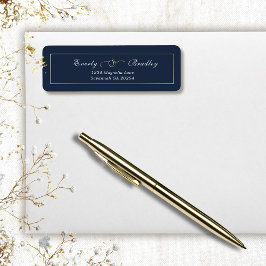 Dark Navy Gold Frame Elegant Return Address