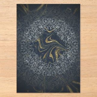 Dark Navy Gold Luxury Abstract Mandala Art Acryleinladungen