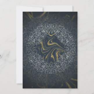 Dark Navy Gold Luxury Abstract Mandala Art Einladung