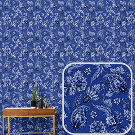 Dark Navy Royal Blue Floral Paisley Elegant Tapete