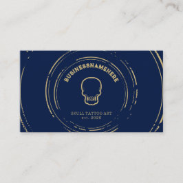 Dark Navy Skull Tattoo Piercing Studio QR Code Visitenkarte