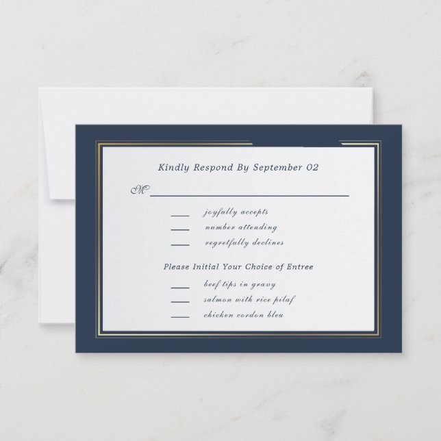 Dark Navy White Gold Script Menu Selection UAWG (Vorderseite)