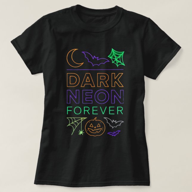 Dark Neon Forever | Halloween Pumpkin Bats. T-Shirt (Design vorne)