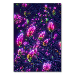 Dark Neon Magnolia Acrylic Sign – Botanical Glowin Tischnummer