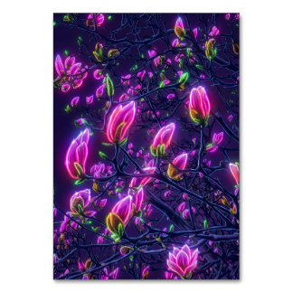 Dark Neon Magnolia Acrylic Sign – Botanical Glowin Tischnummer