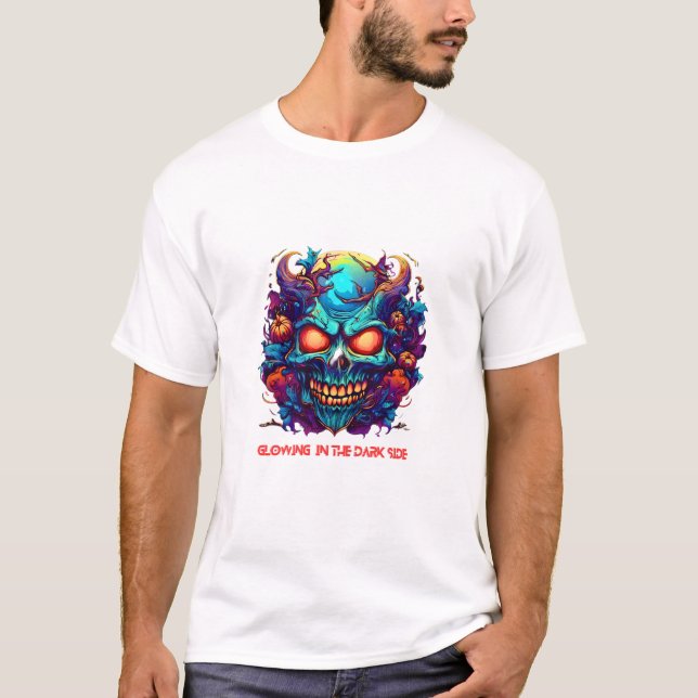 "Dark Neon Skull – Halloween design  T-Shirt (Vorderseite)