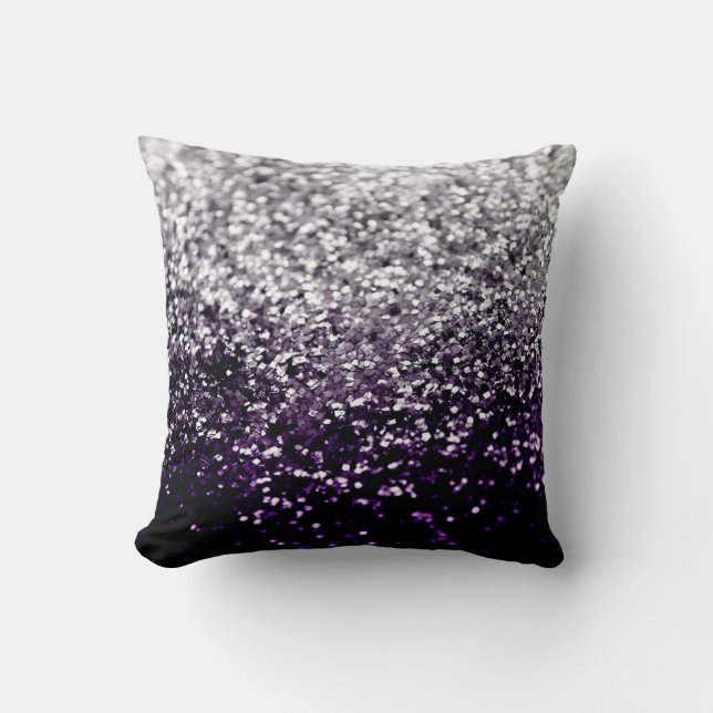 Dark Night Lila Black Silver Glitzer #1 #shiny Kissen (Vorderseite)