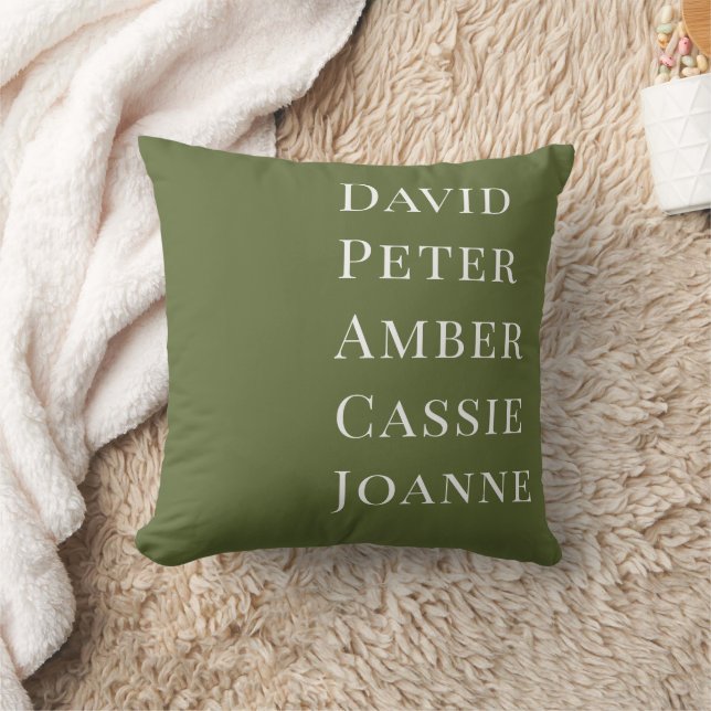 Dark Olive Green Custom Family Kids Names Kissen (Decke)