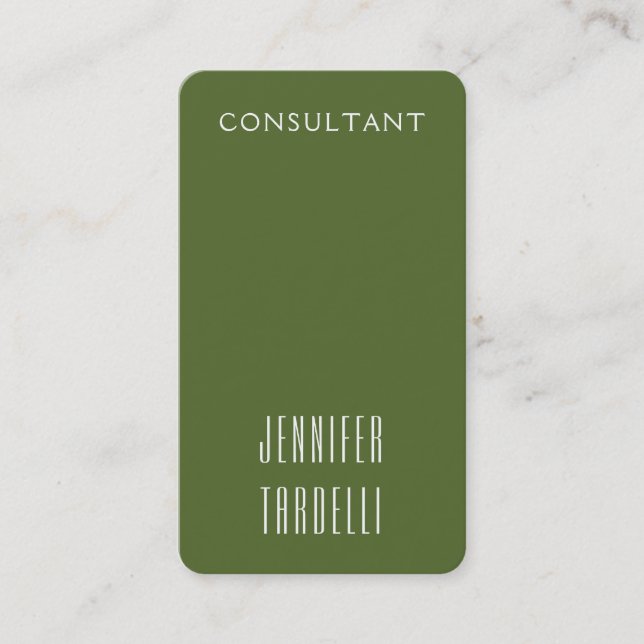 Dark Olive Green Moderne Elegant Visitenkarte (Vorderseite)