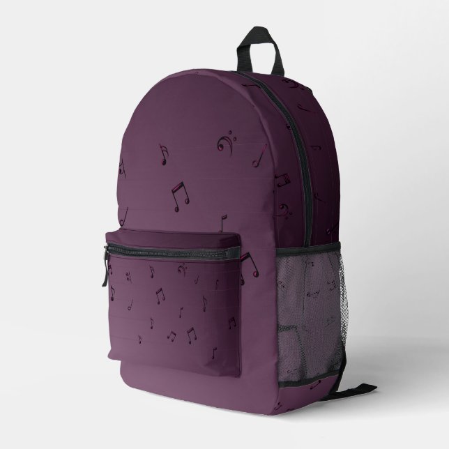 Dark Ombre Musical Notes Bedruckter Rucksack (Rückseitige Ecke Rechts)