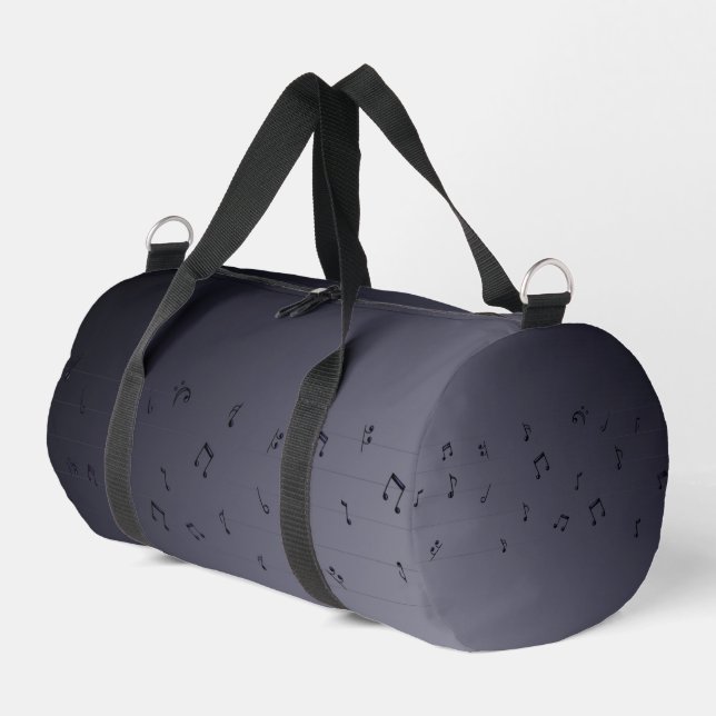 Dark Ombre Musical Notes Grau Duffle Bag (Linke Seite)