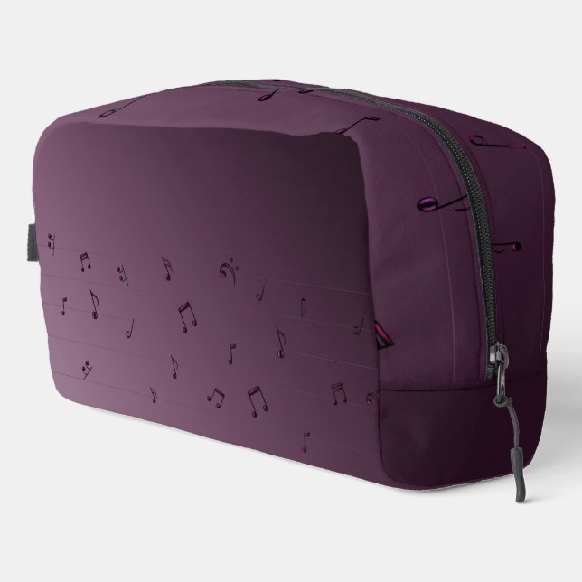 Dark Ombre Musical Notes Mauve Waschbeutel (Rechte Ecke)