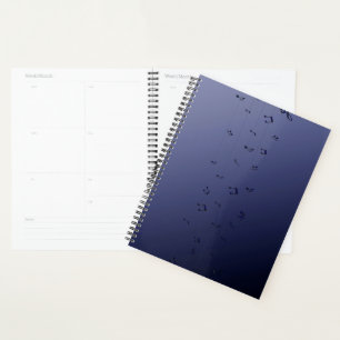 Dark Ombre Musical Notes Navy Planer