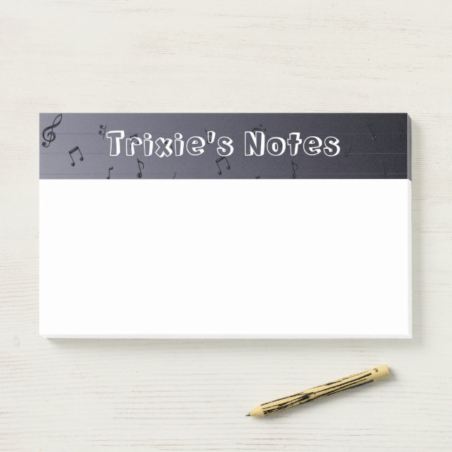 Dark Ombre Musical Notes Navy Post-it Klebezettel (Auf Schreibtisch)