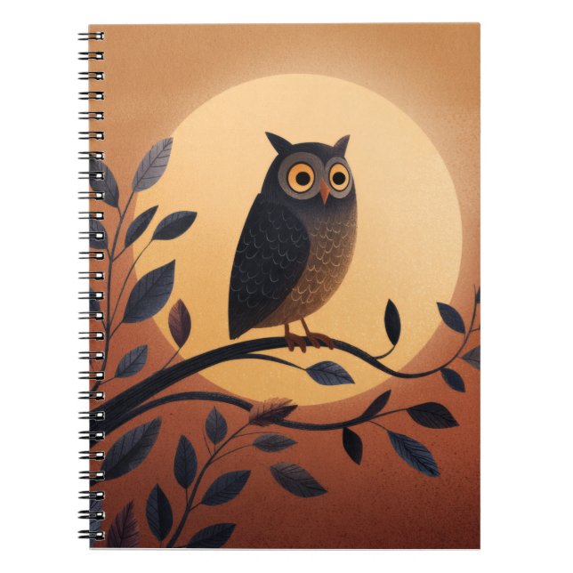 Dark Owl Golden Twilight Notebook Notizblock (Vorderseite)