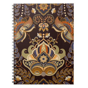 Dark Paisley: Floral Indian Seamless. Notizblock