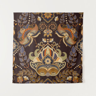 Dark Paisley: Floral Indian Seamless. Wandteppich