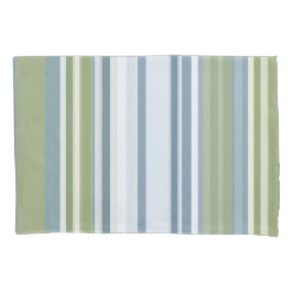 Dark Pastel Blue and Spring Rain Stripes Kissenbezug