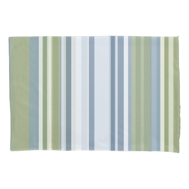 Dark Pastel Blue and Spring Rain Stripes Kissenbezug (Vorderseite)