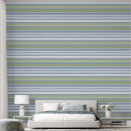 Dark Pastel Blue and Spring Rain Stripes Tapete