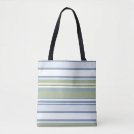 Dark Pastel Blue and Spring Rain Stripes Tasche