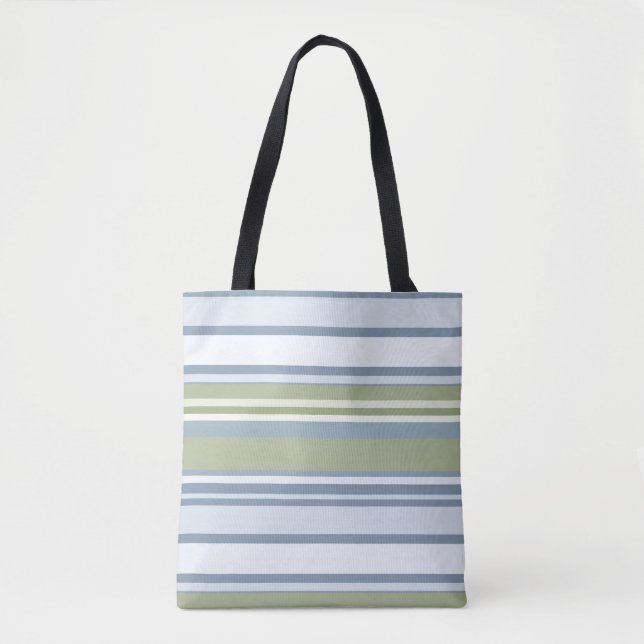 Dark Pastel Blue and Spring Rain Stripes Tasche (Vorderseite)