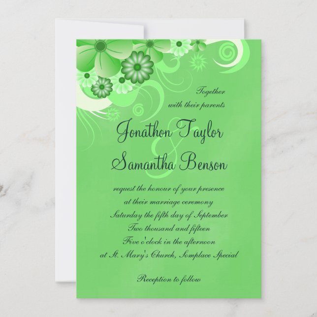 Dark Pastel Green Floral 12x18 Wedding Einladung (Vorderseite)