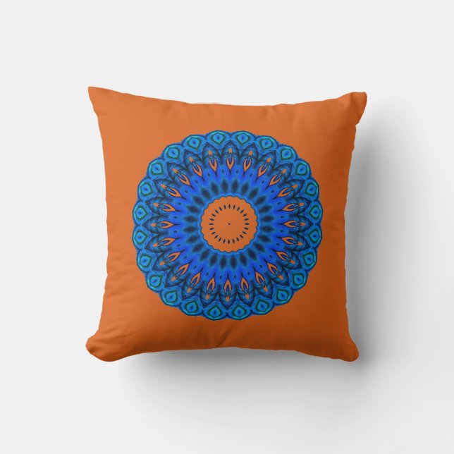 Dark Peach Liebe Diese Mandala Blues Square Pillow Kissen (Vorderseite)