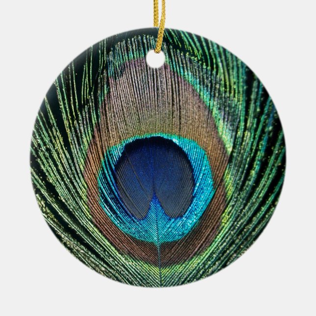 Dark Peacock Feather Keramikornament (Vorne)