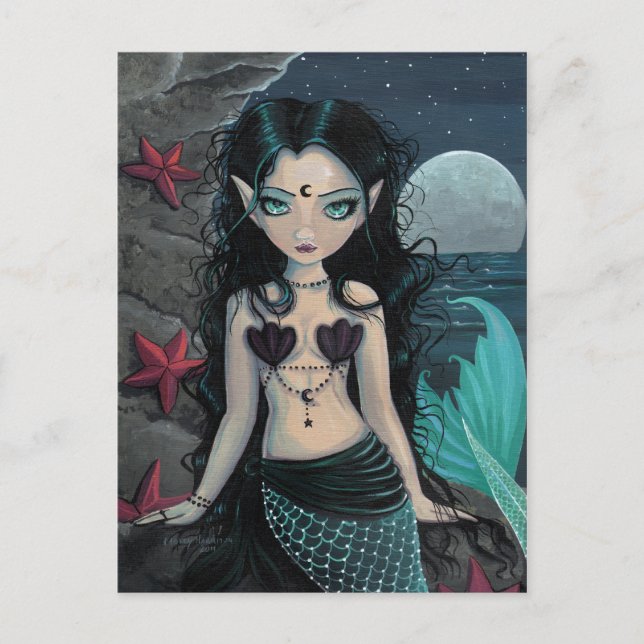 Dark Pearl Mermaid Postcard Postkarte (Vorderseite)