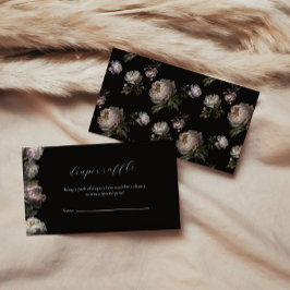 Dark Peony Flowers Baby Shower Diaper Raffle Begleitkarte