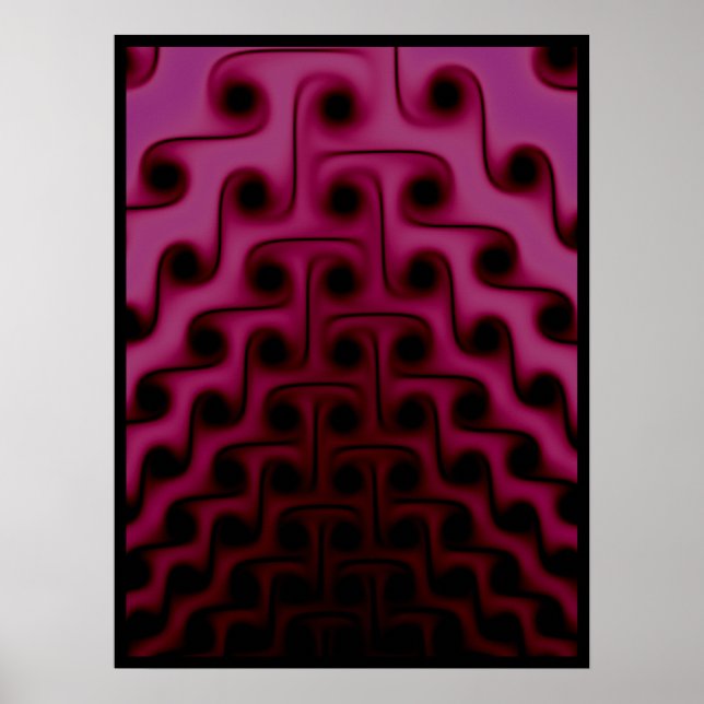 Dark Pink and Black Abstract Pattern Poster (Vorne)