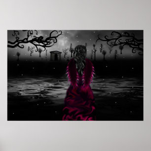 Dark Pink Angel Poster