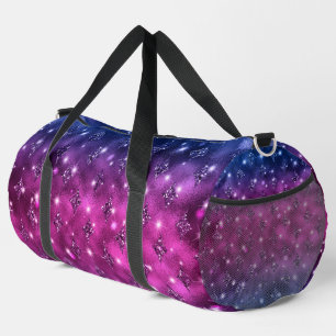 DARK PINK & BLAU DIAMONON GLITZER SEHEN DUFFLE BAG