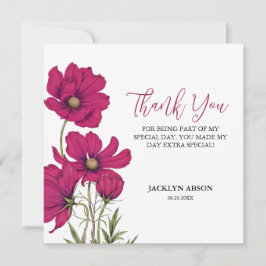 Dark Pink Cosmos Floral Vielen Dank Dankeskarte