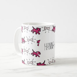 Dark Pink Dog Bone Graffiti Stil personalisierte M Kaffeetasse