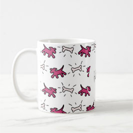 Dark Pink Dog Bone Graffiti Stil personalisierte M Kaffeetasse