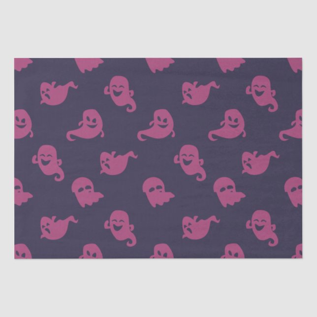 Dark Pink Ghosts Dark Lila Halloween Seidenpapier (Vorderseite)